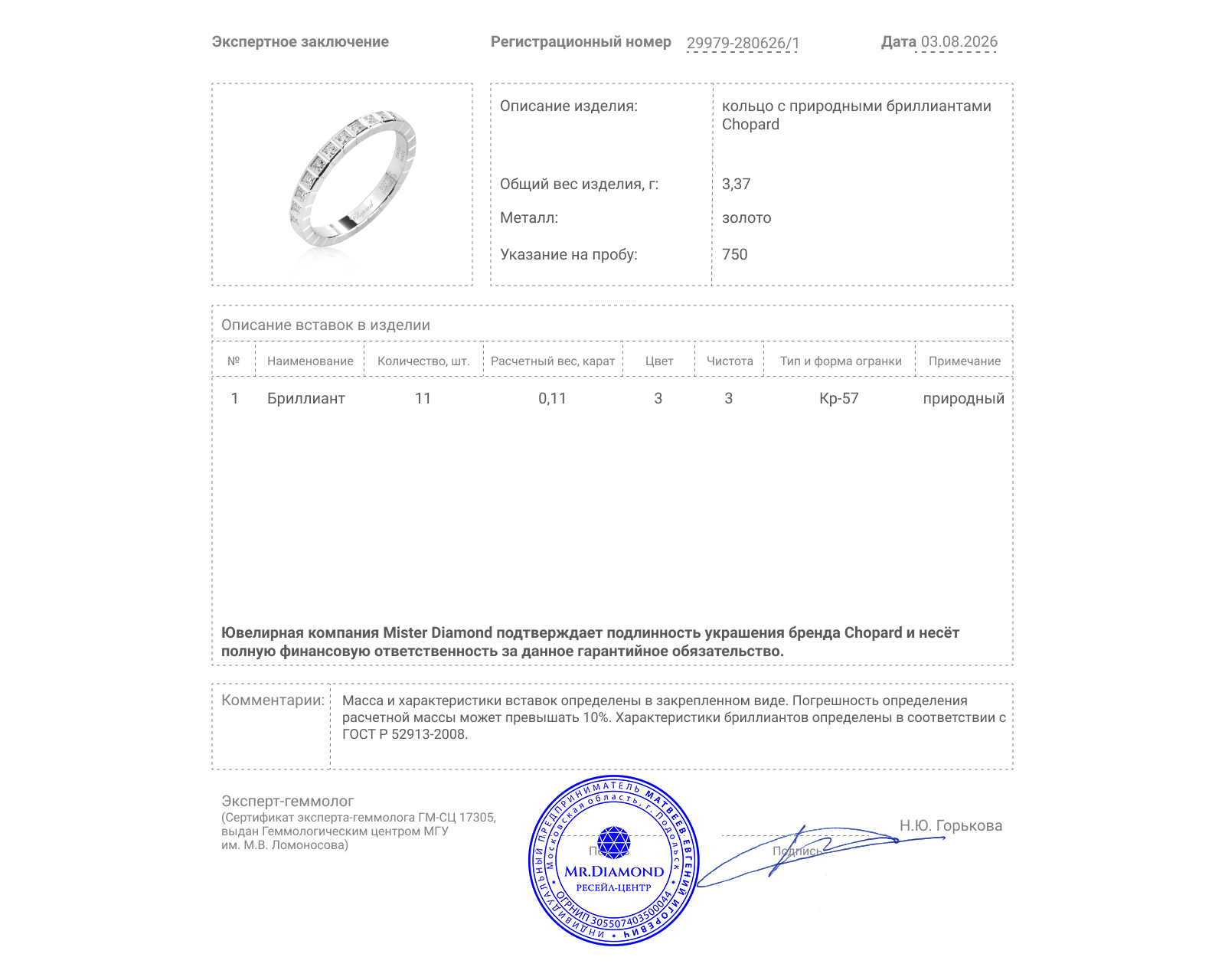 Оригинальное золотое кольцо с бриллиантами 0.11ct Chopard Ice Cube