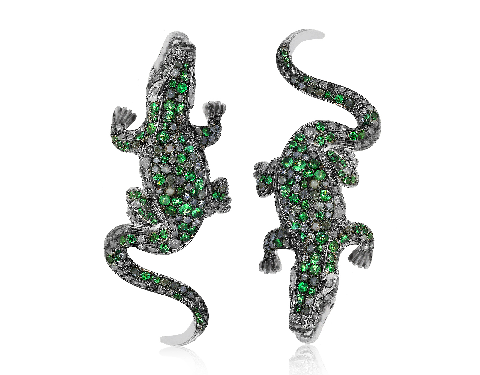 Оригинальные золотые серьги с тсаворитами 4.40ct Paolo Piovan Coccodrillo 170621/10