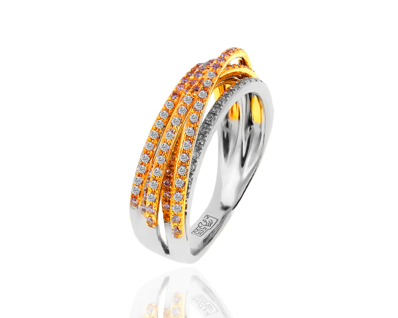 Необычное золотое кольцо с бриллиантами 0.51ct 090419/3