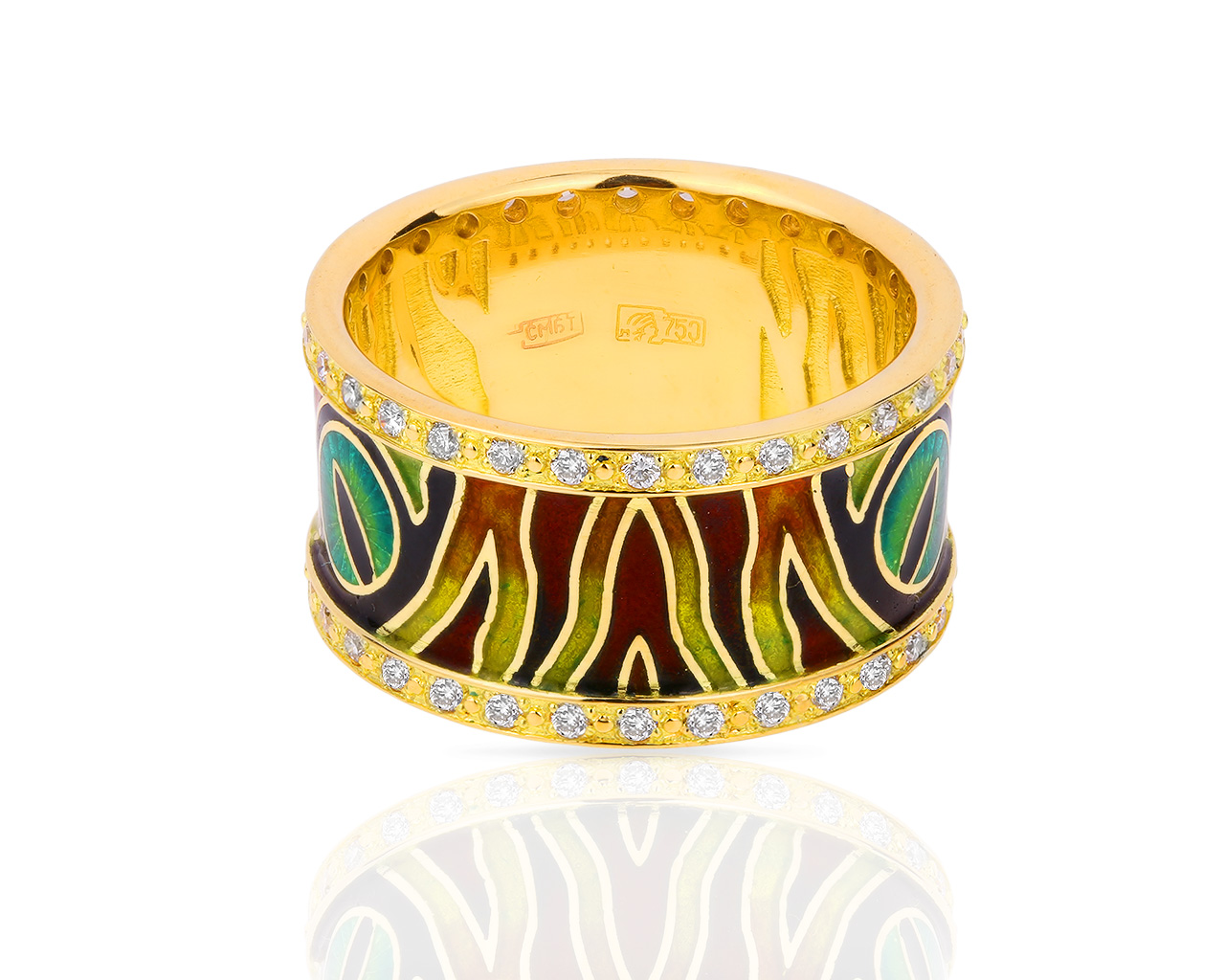 Оригинальное золотое кольцо с бриллиантами 0.45ct и эмалями Marmelad 270418/4
