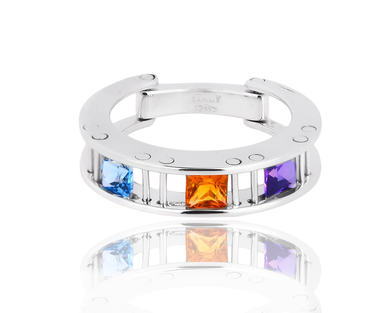 Итальянское золотое кольцо с цветными камнями 160818/15