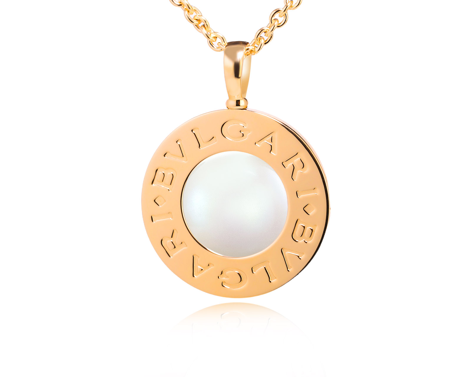 Оригинальный золотой кулон с перламутром и ониксом Bvlgari Bvlgari Reversible 040426/1