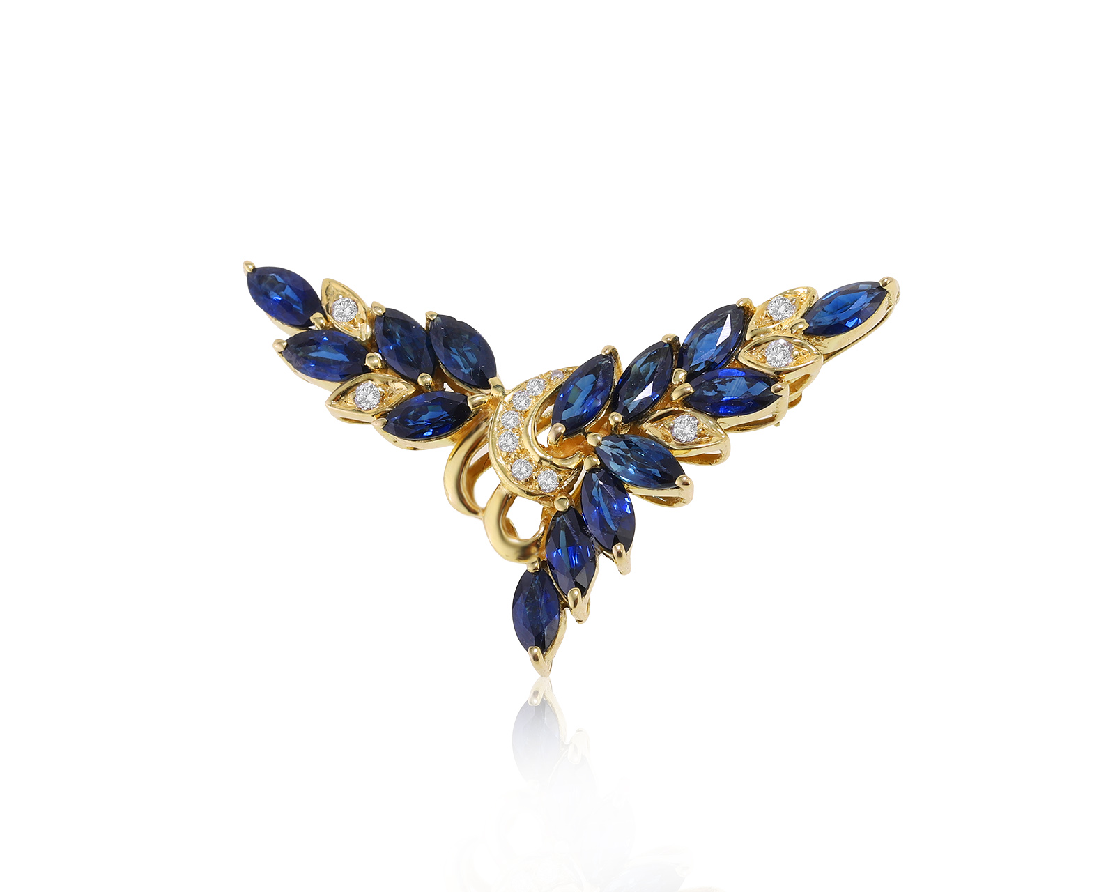 Шикарная золотая брошь с сапфирами 3.78ct 020722/2