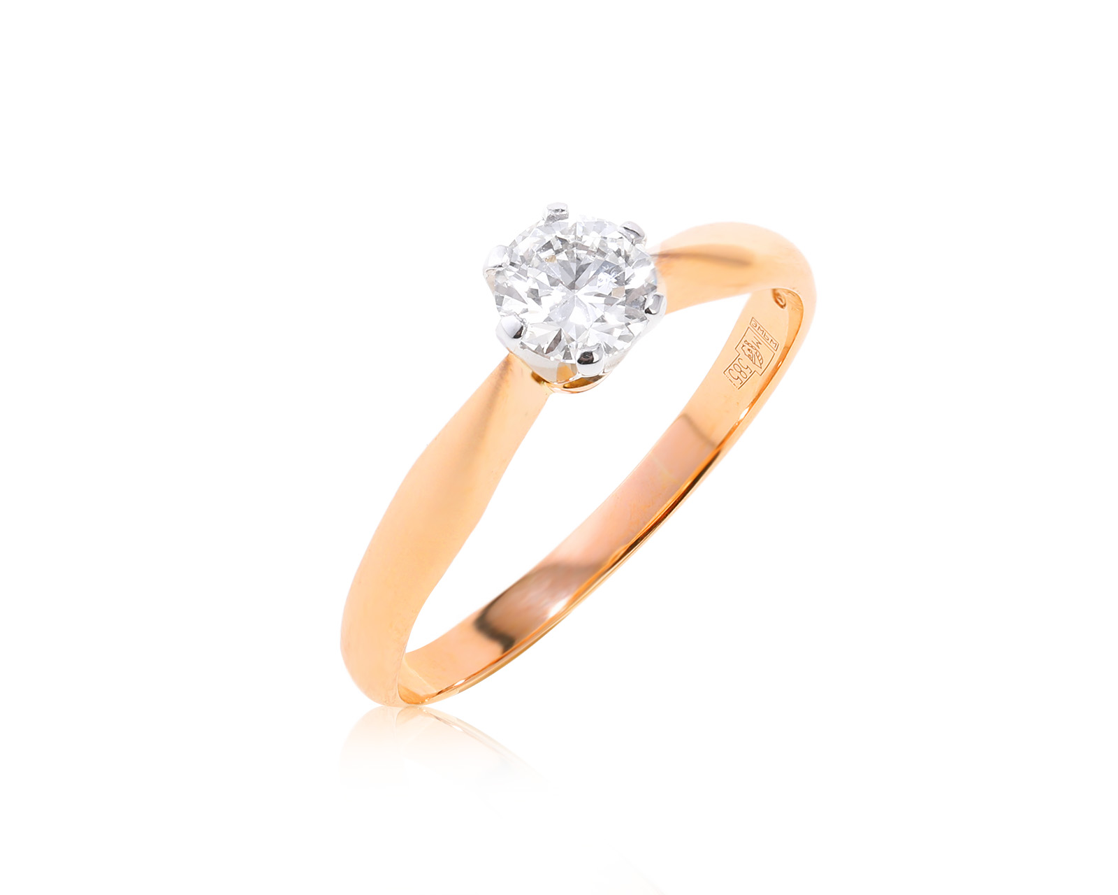 Золотое кольцо с бриллиантом 0.41ct
