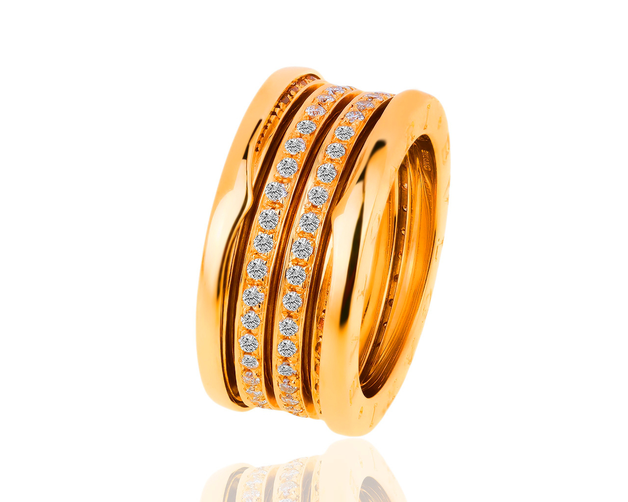 Шикарное золотое кольцо с бриллиантами 1.52ct Bvlgari