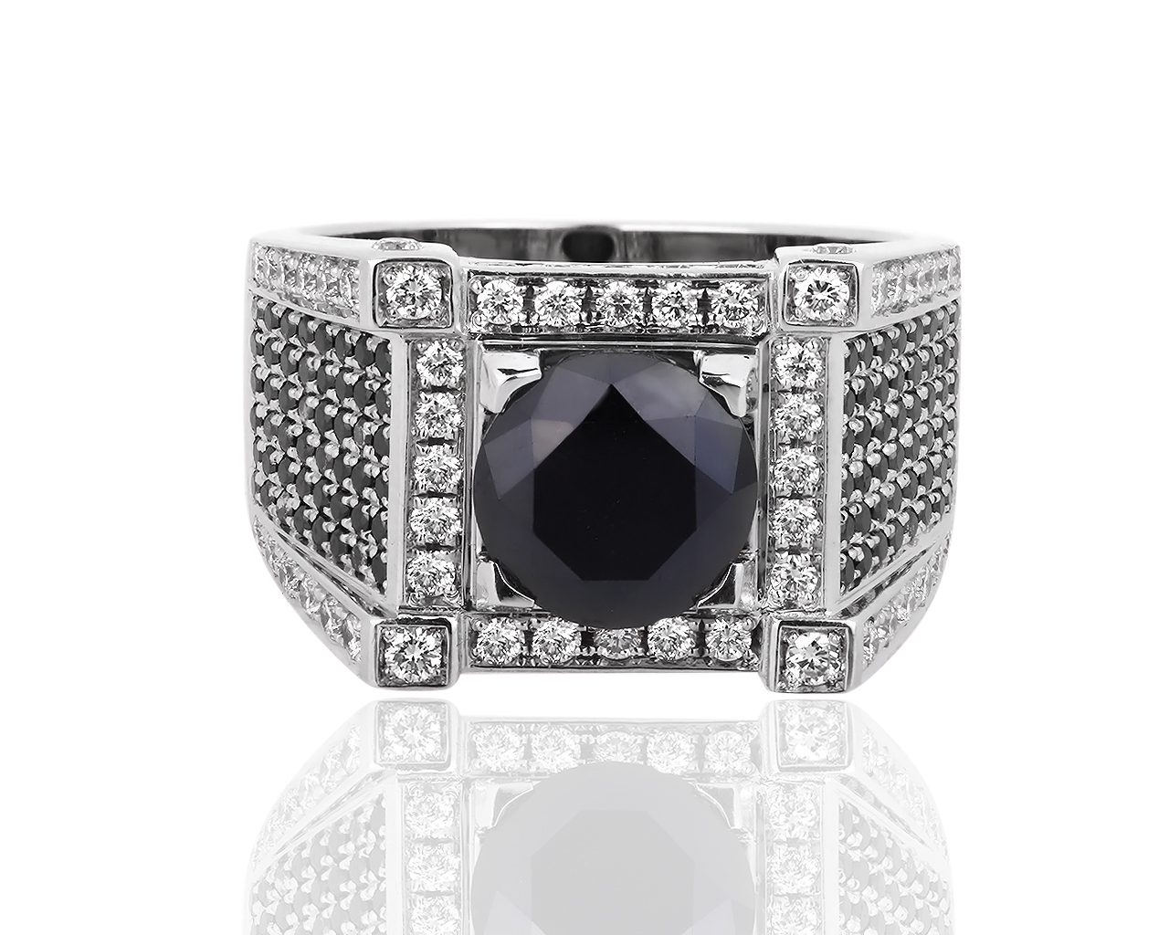 Золотое кольцо с гематитом и бриллиантами 1.42ct 180518/9