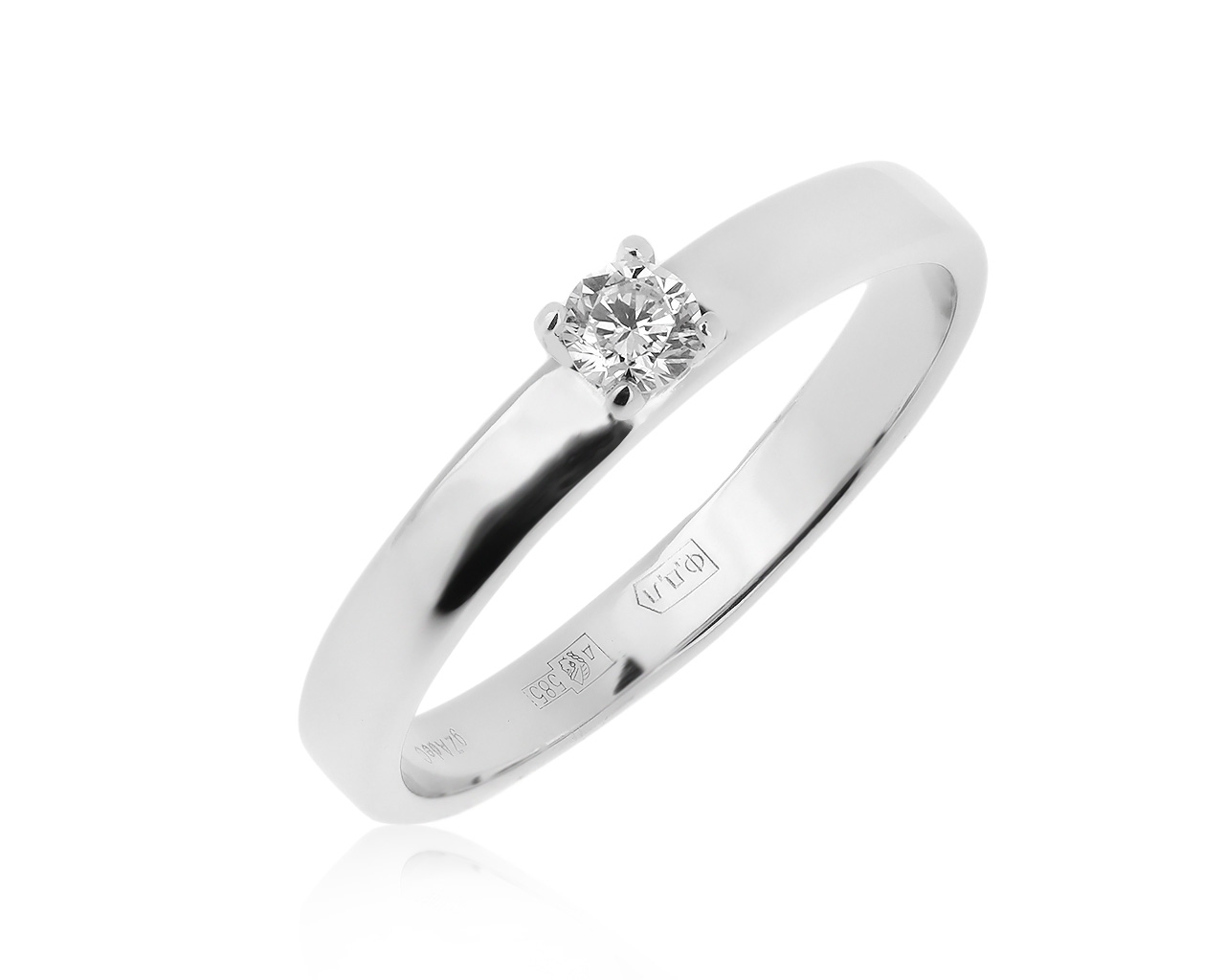 Оригинальное золотое кольцо с бриллиантом 0.10ct ЭПЛ Якутские бриллианты 140720/13