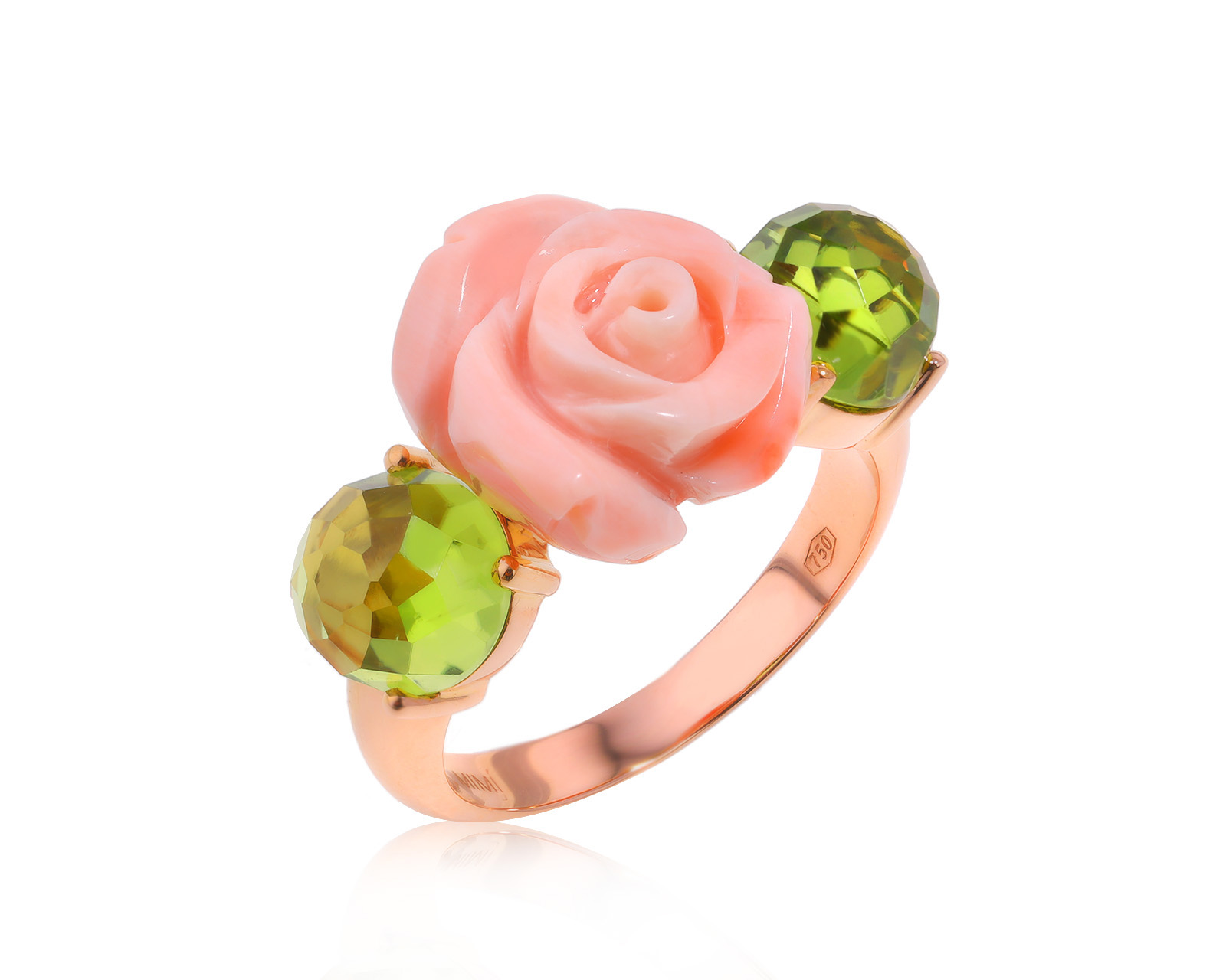 Оригинальное золотое кольцо с кораллом 4.90ct MiMi 180624/3 Оригинальное золотое кольцо с кораллом 4.90ct MiMi 180624/3