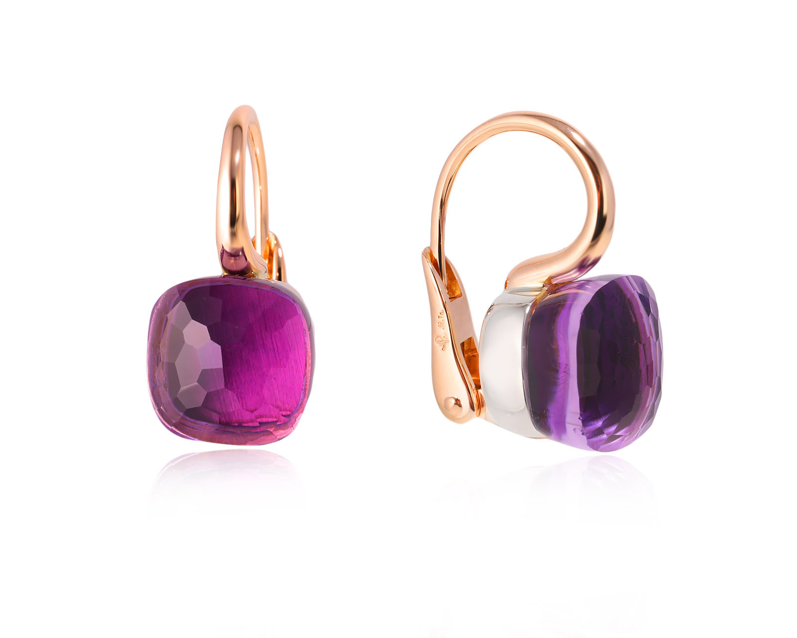 Оригинальные золотые серьги с аметистами 9.70ct Pomellato Nudo