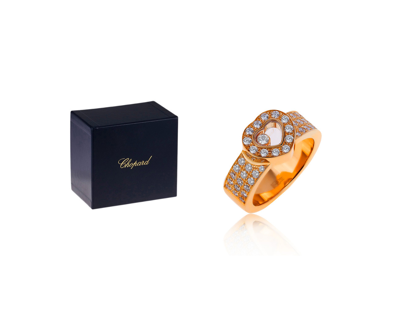 Оригинальное золотое кольцо с бриллиантами 0.74ct Chopard