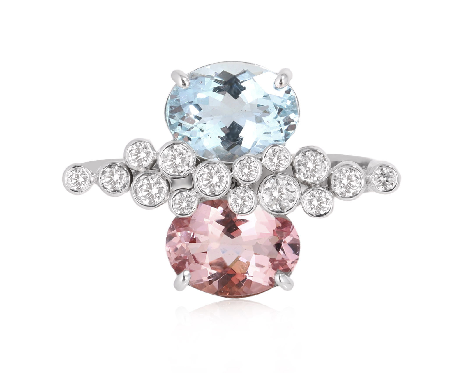 Золотое кольцо с аквамарином 1.20ct и морганитом 0.93ct Evgeny Matveev