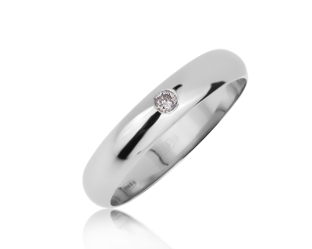 Прекрасное платиновое кольцо с бриллиантом 0.07ct 060720/6