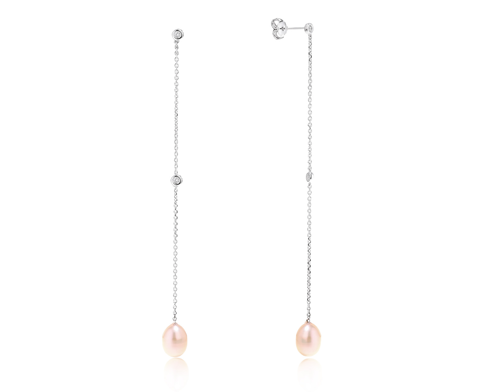 Золотые серьги с жемчугом и бриллиантами 0.12ct 250923/9