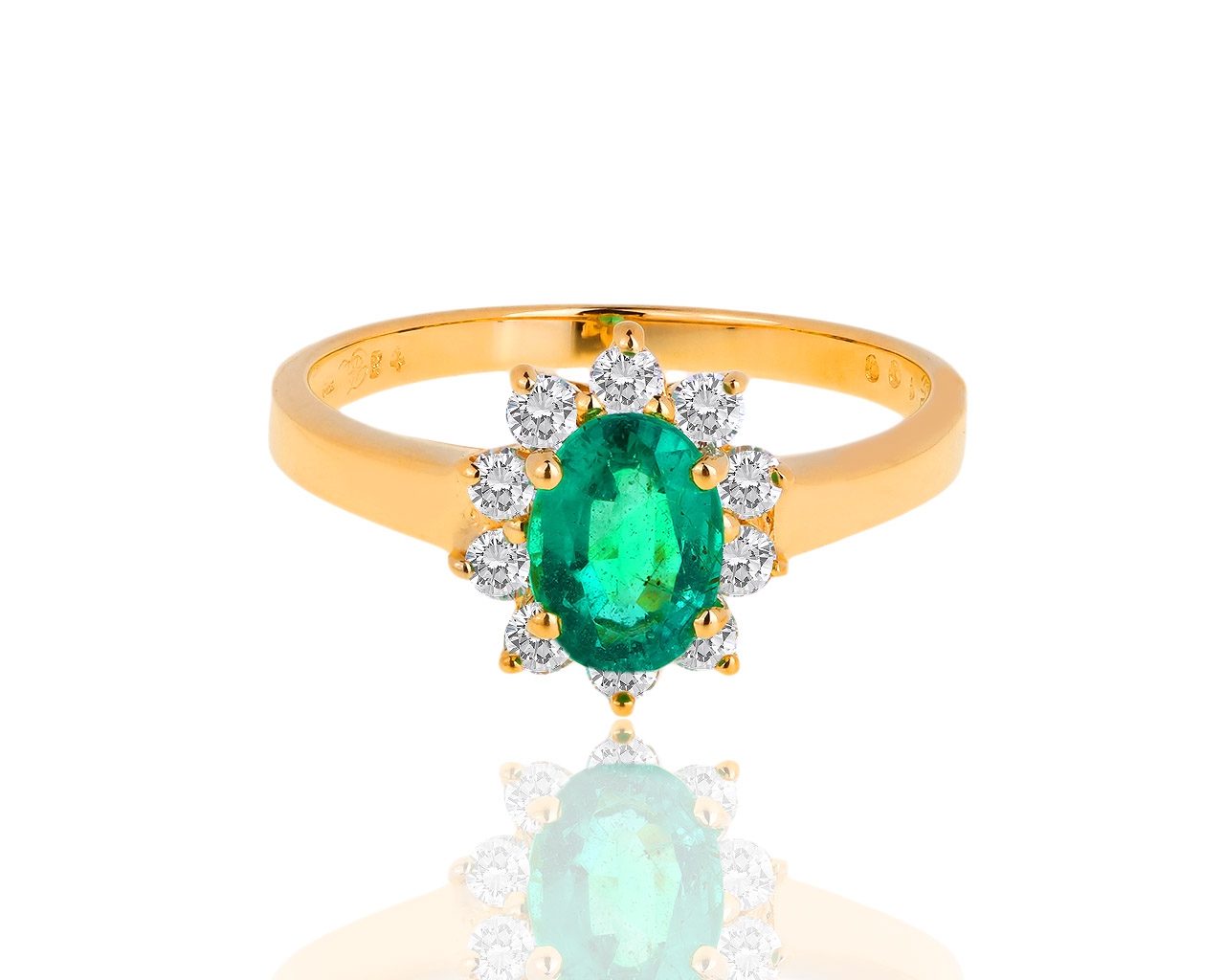 Золотое кольцо с бриллиантами 0.32ct и изумрудом 0.87ct 200918/3