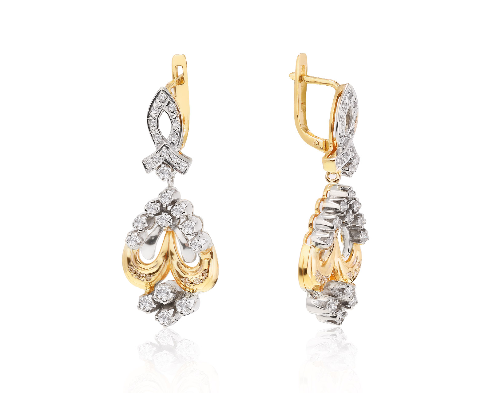 Волшебные золотые серьги с бриллиантами 1.32ct СССР 110522/5