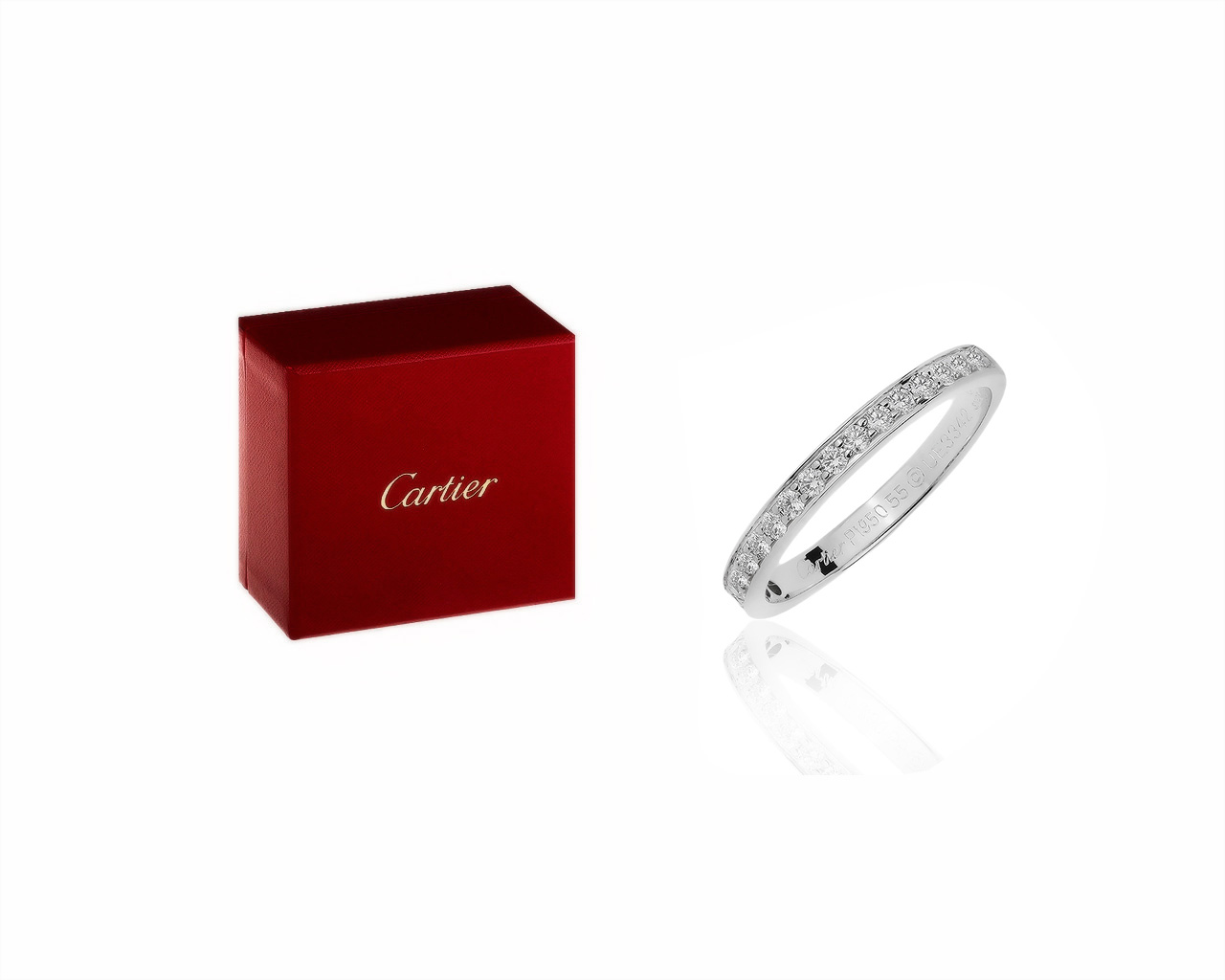 Оригинальное платиновое кольцо с бриллиантами 0.30ct Cartier