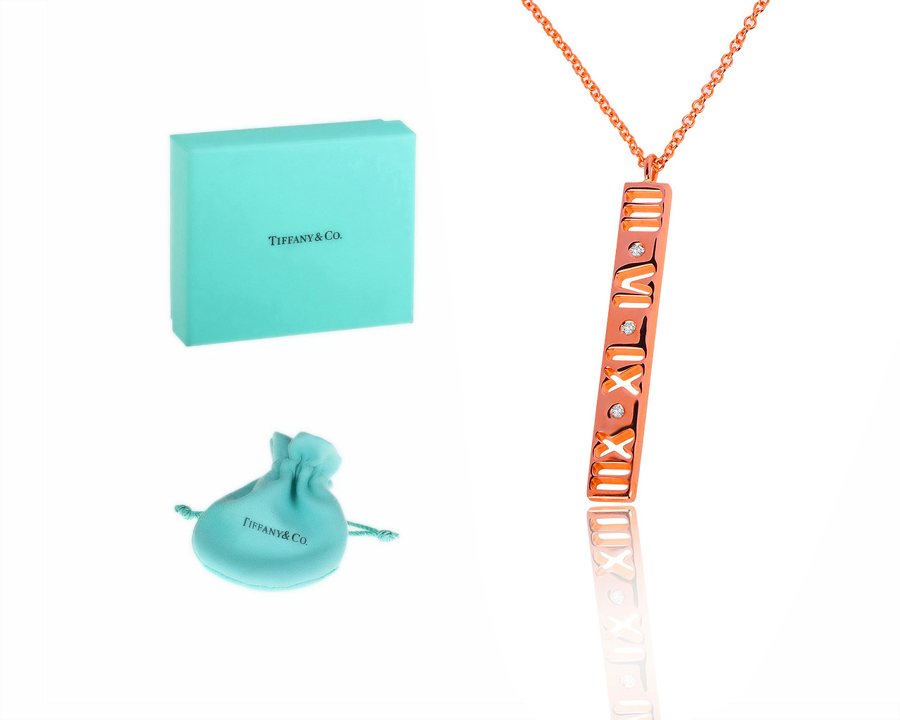 Оригинальный золотой кулон с бриллиантами 0.02ct Tiffany&Co