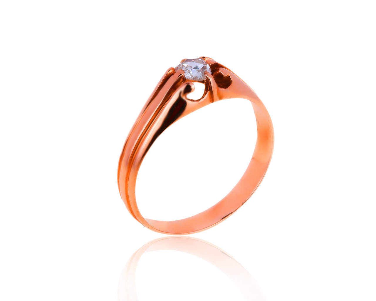 Винтажное золотое кольцо с бриллиантом 0.14ct 210317/1