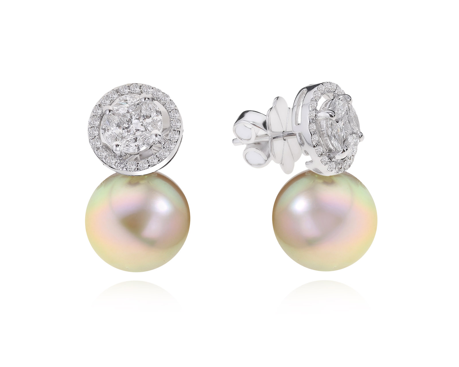 Романтичные золотые серьги с жемчугом 12.60 мм 170222/6