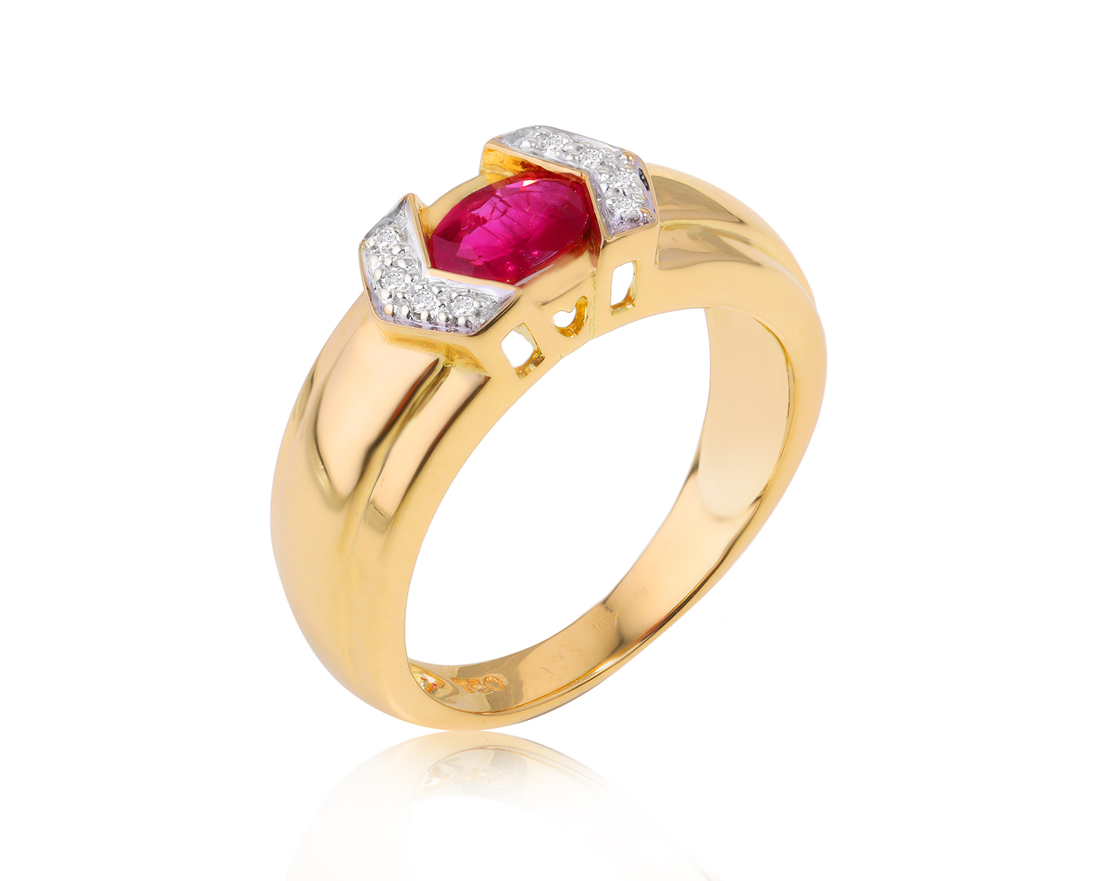 Золотое кольцо с рубином 0.47ct и бриллиантами 0.04ct 170524/8