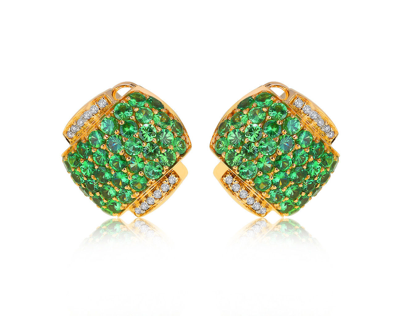 Притягательные золотые серьги с хризолитами 4.90ct 280421/13