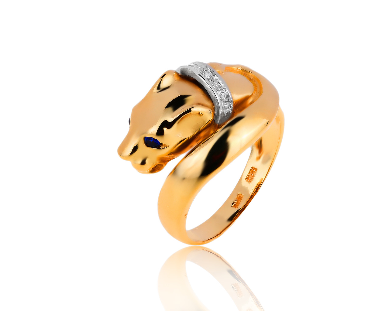 Итальянское золотое кольцо с сапфирами 0.07ct 171219/3