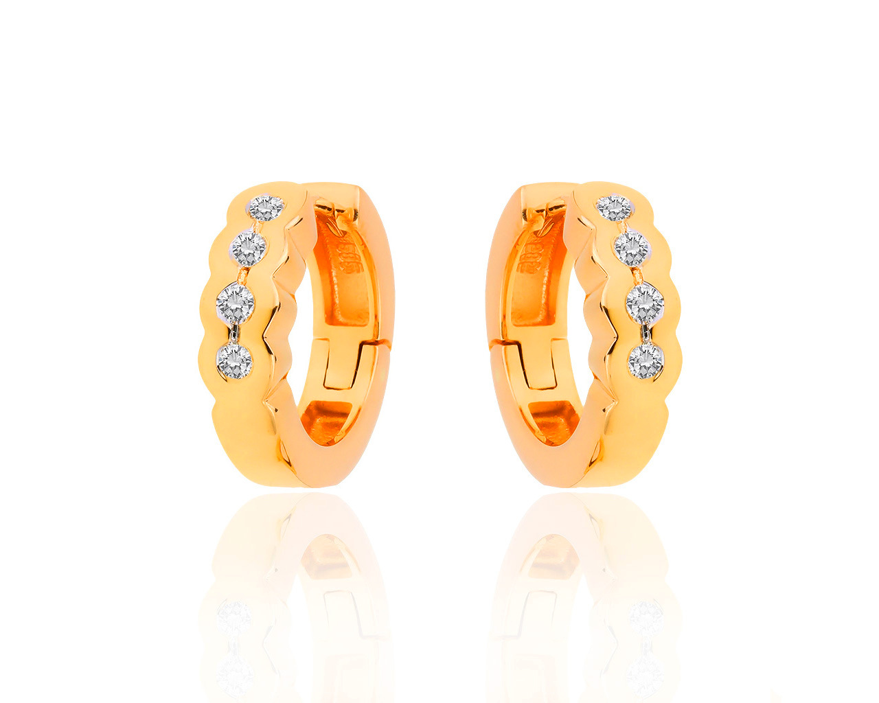 Стильные золотые серьги с бриллиантами 0.28ct 041218/10