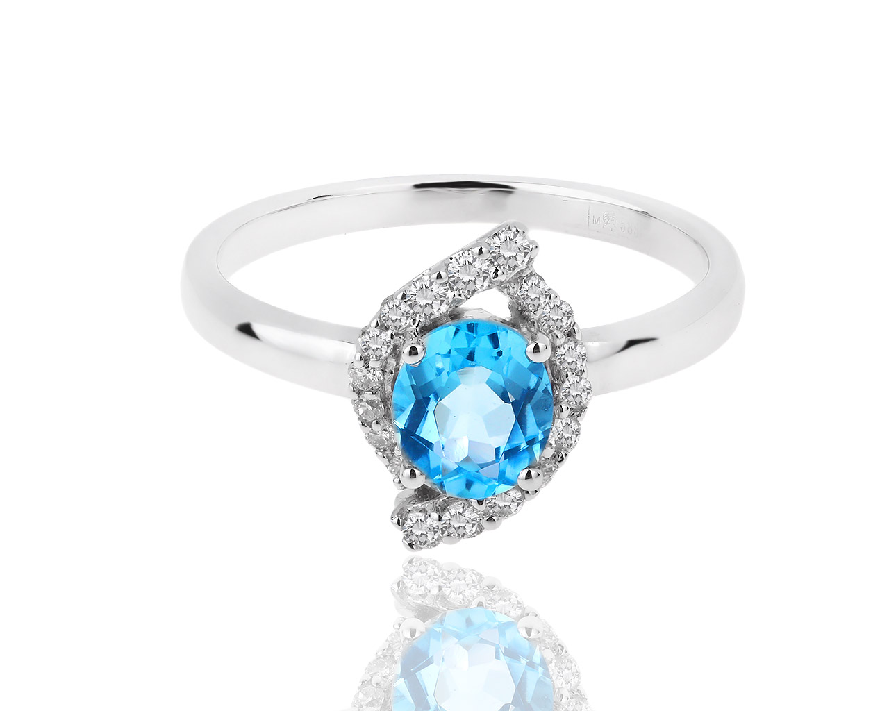 Золотое кольцо с топазом и бриллиантами 0.20ct 100418/8
