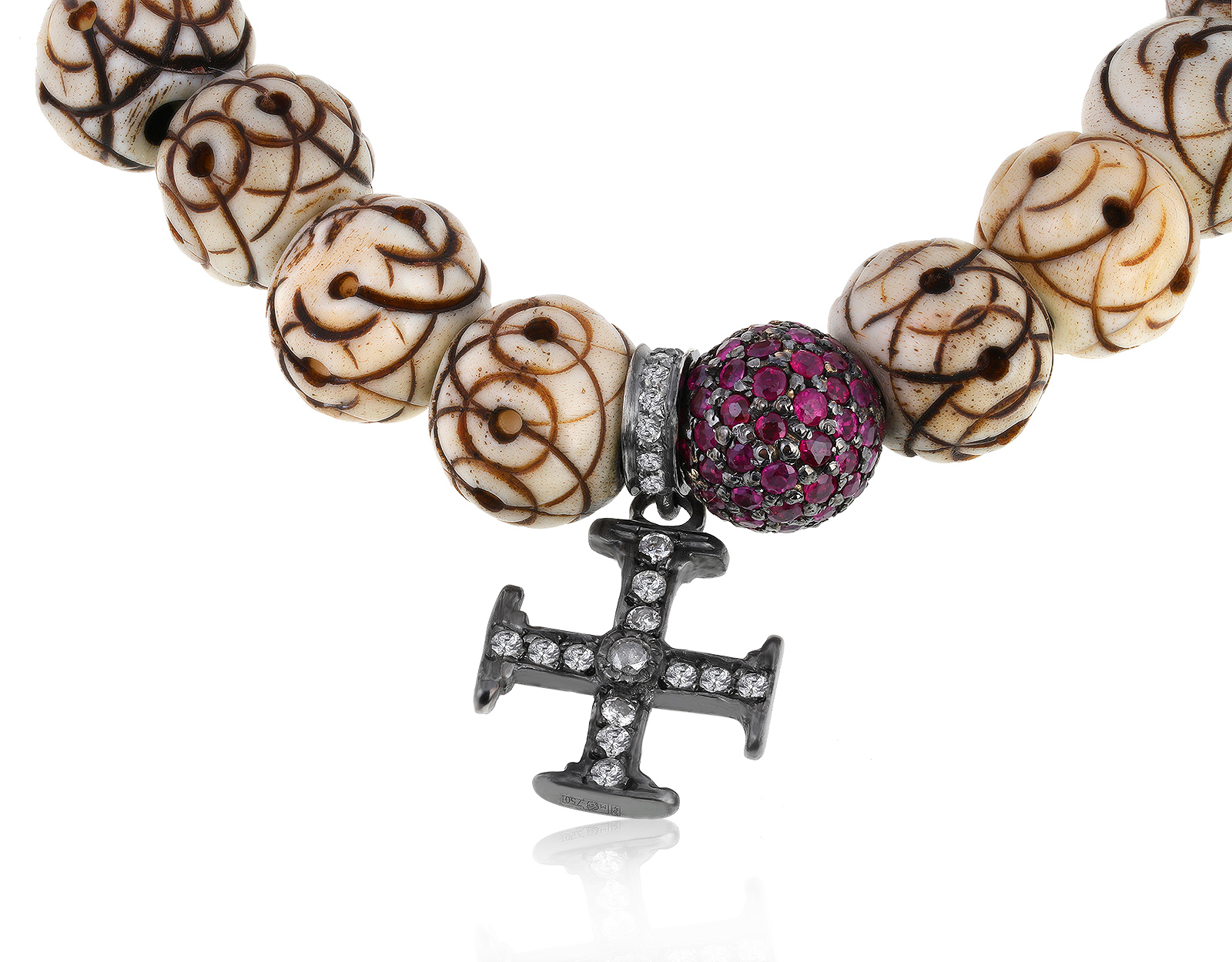 Оригинальный золотой браслет с рубинами 1.57ct Loree Rodkin Maltese Cross