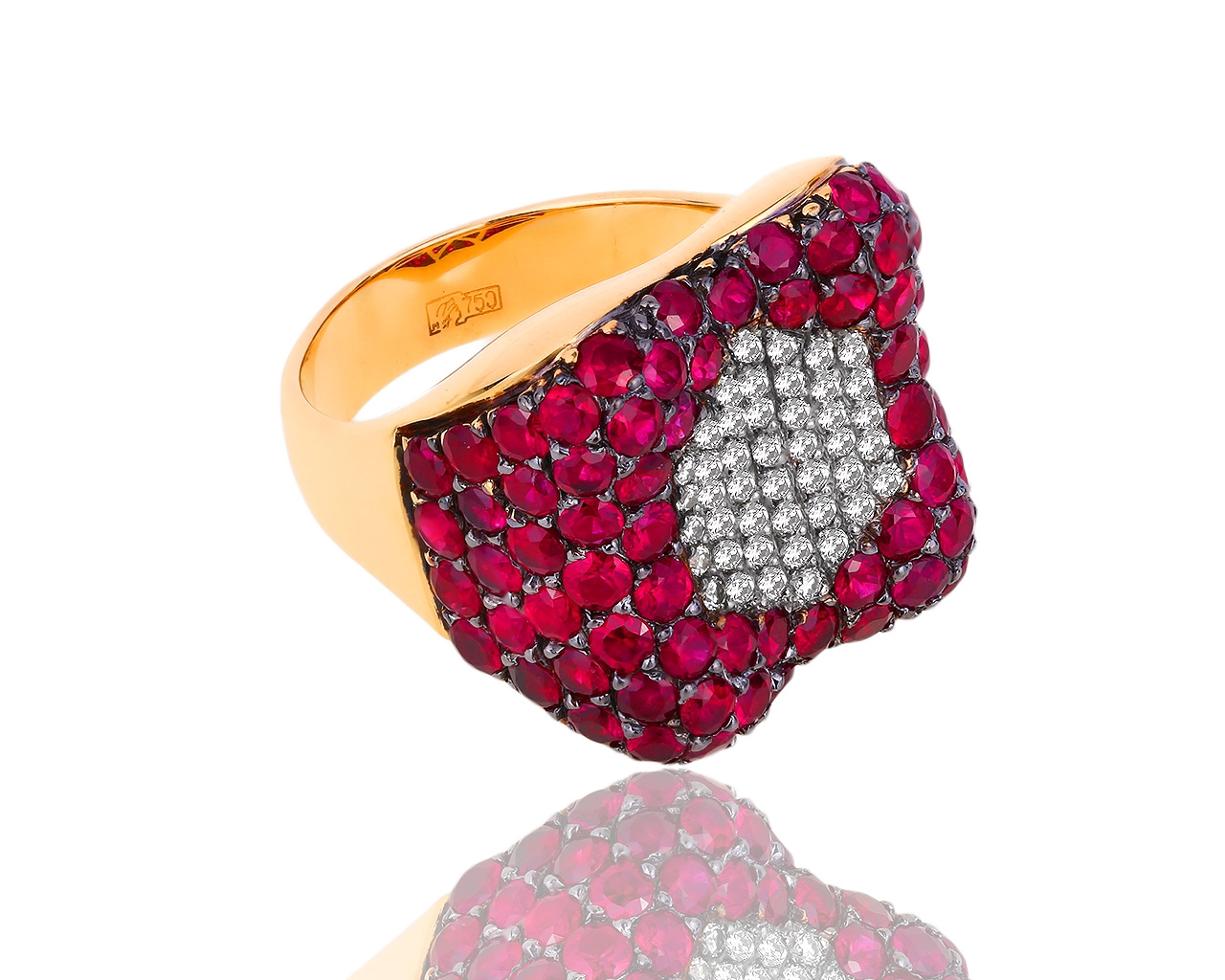 Золотое кольцо с бриллиантами и рубинами 5.31ct Gellini 130818/1