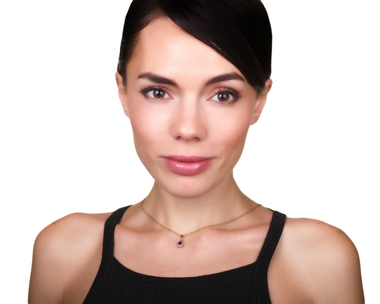 Изящный золотой кулон с сапфиром 0.33ct