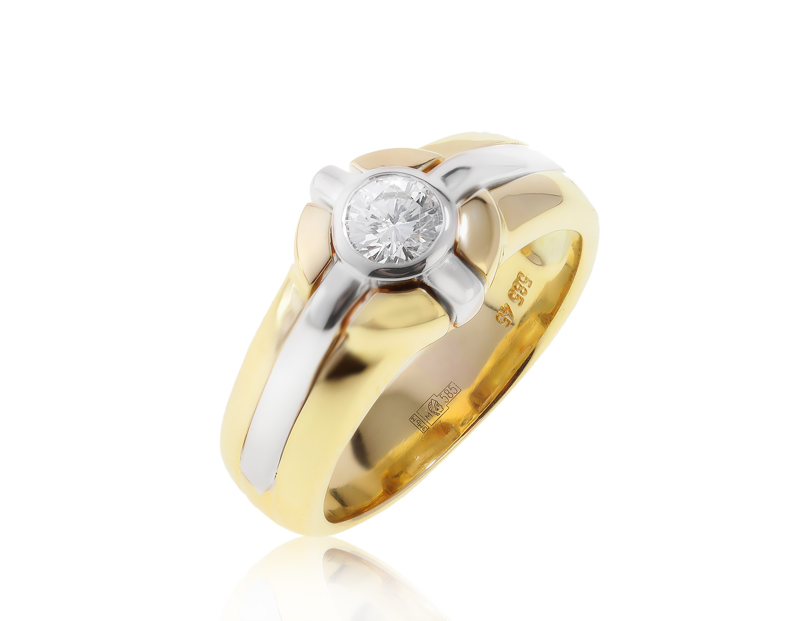 Престижное золотое кольцо с бриллиантом 0.37ct 240223/4 Престижное золотое кольцо с бриллиантом 0.37ct 240223/4