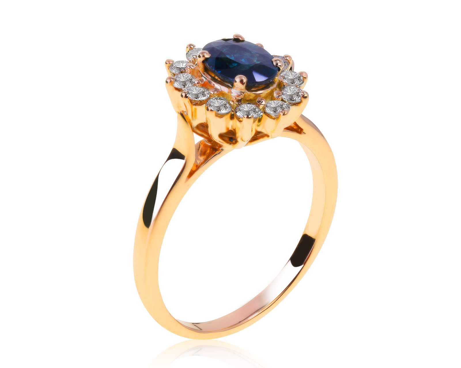 Элегантное золотое кольцо с сапфиром 0.75ct