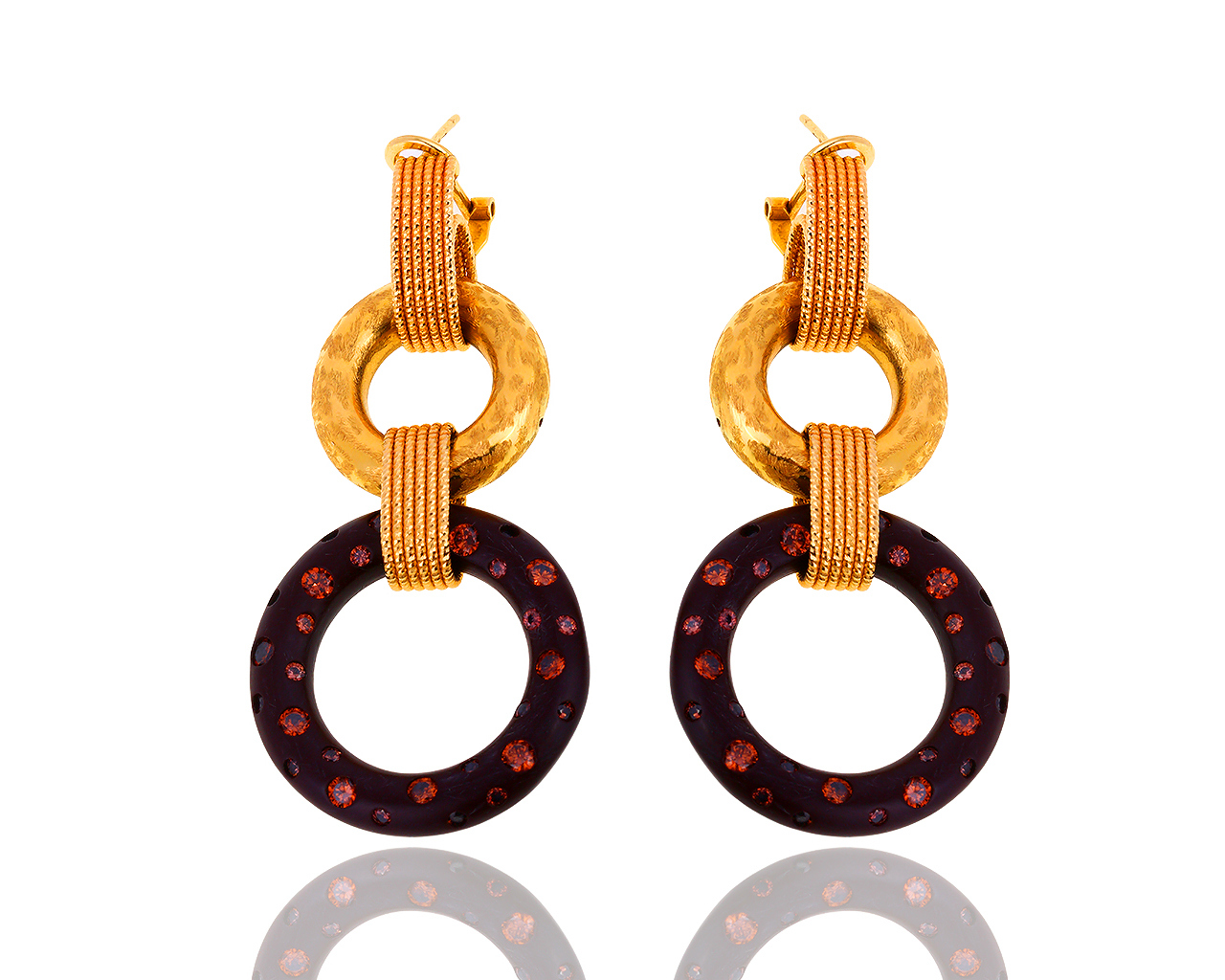 Оригинальные итальянские золотые серьги с деревом и кварцем Pomi 250219/6