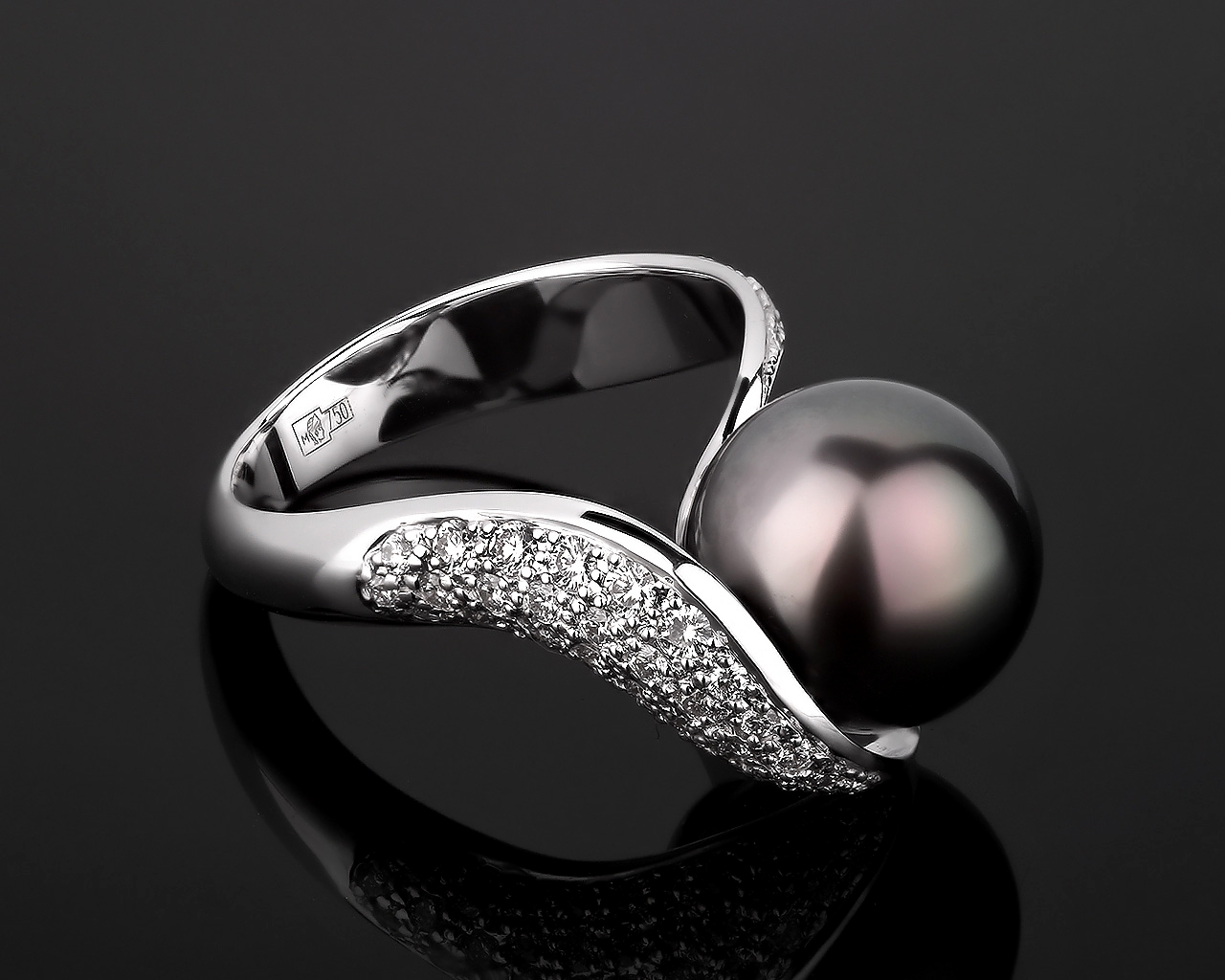 Gellner бриллиантовое кольцо с жемчужиной
