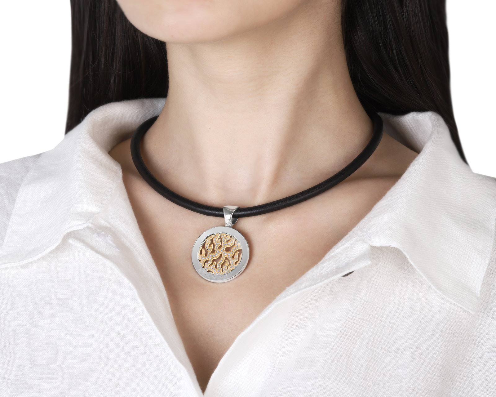 Оригинальный золотой кулон Bvlgari Tondo