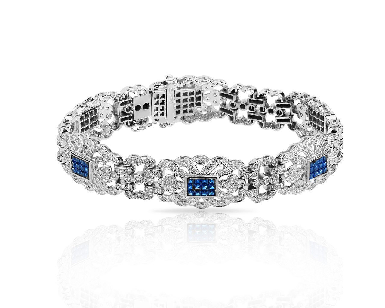 Золотой браслет с сапфирами 2.20ct и бриллиантами 2.62ct 310118/1