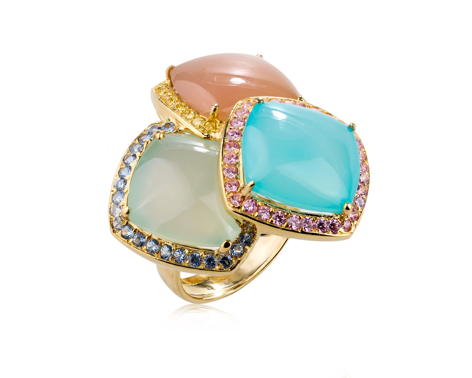 Оригинальное золотое кольцо с халцедонами 29.10ct Magie Preziose