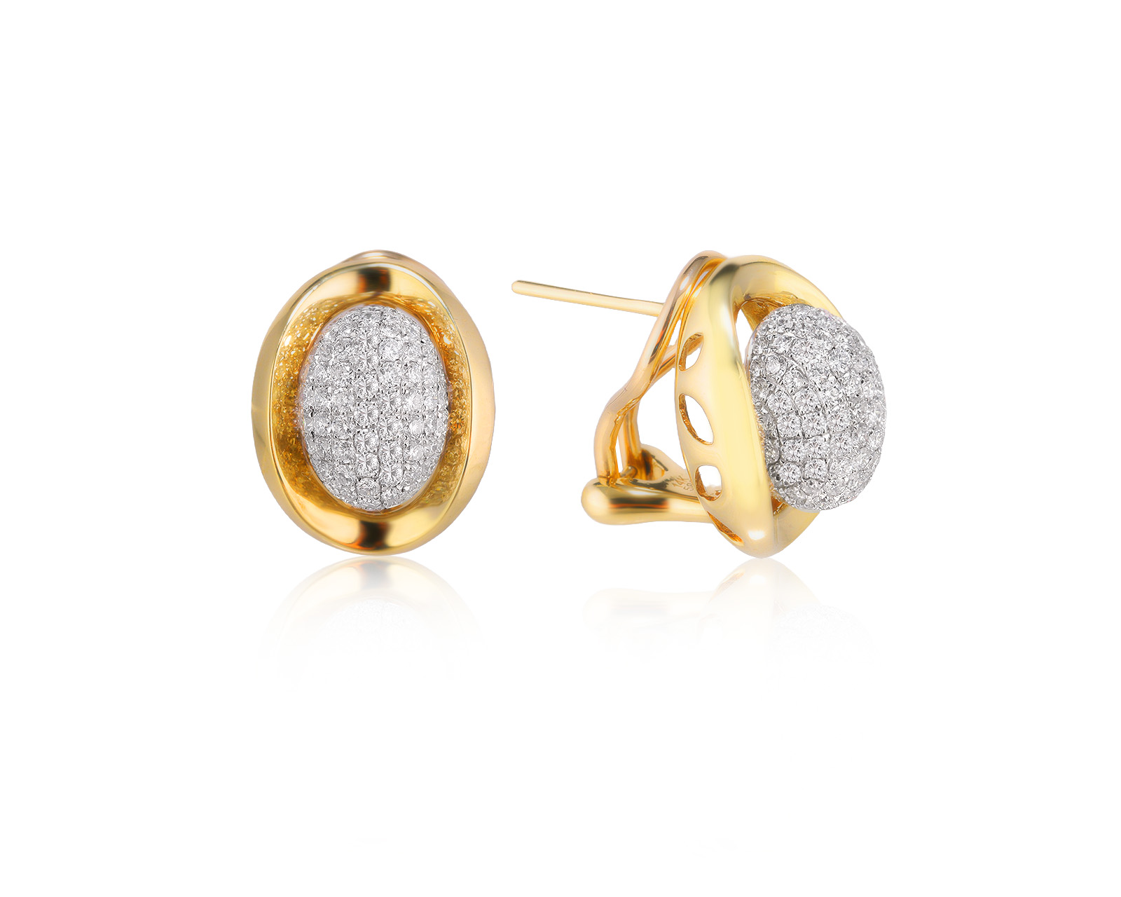 Золотые серьги с бриллиантами 1.22ct