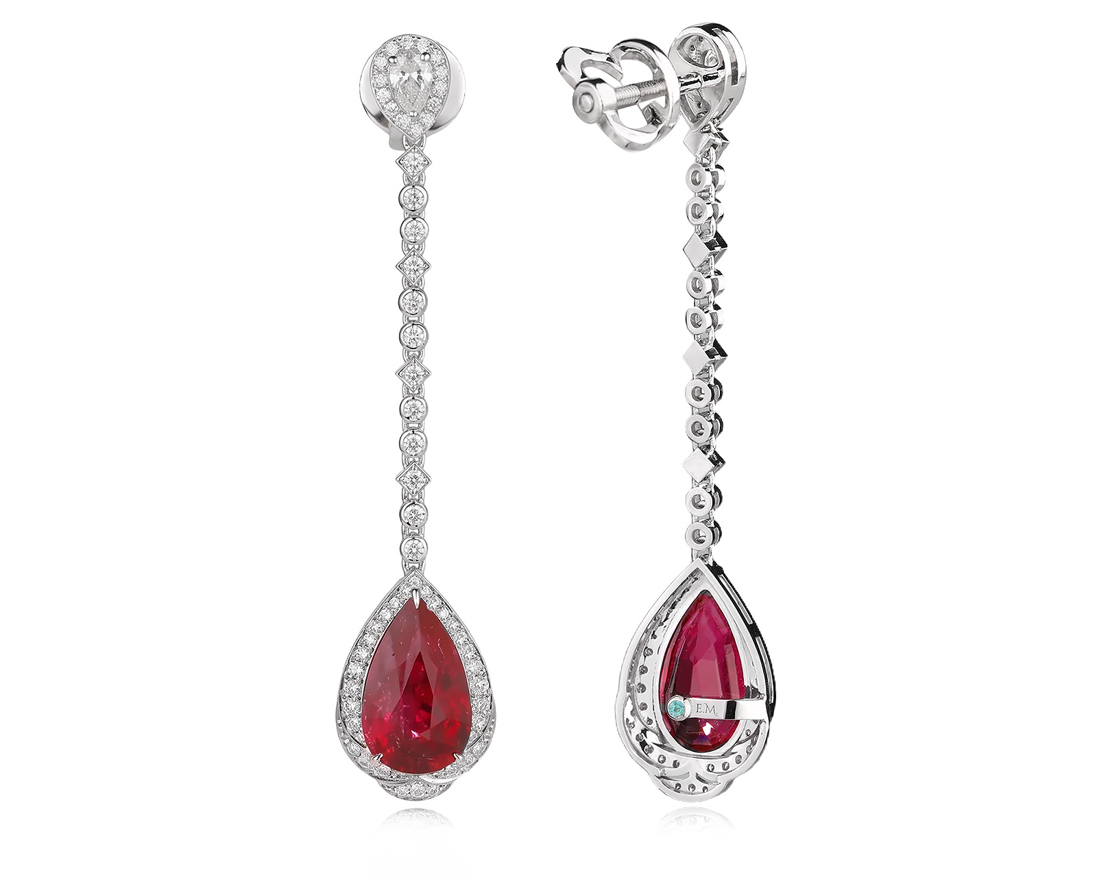 Золотые серьги с турмалинами рубеллитами 5.67ct Evgeny Matveev