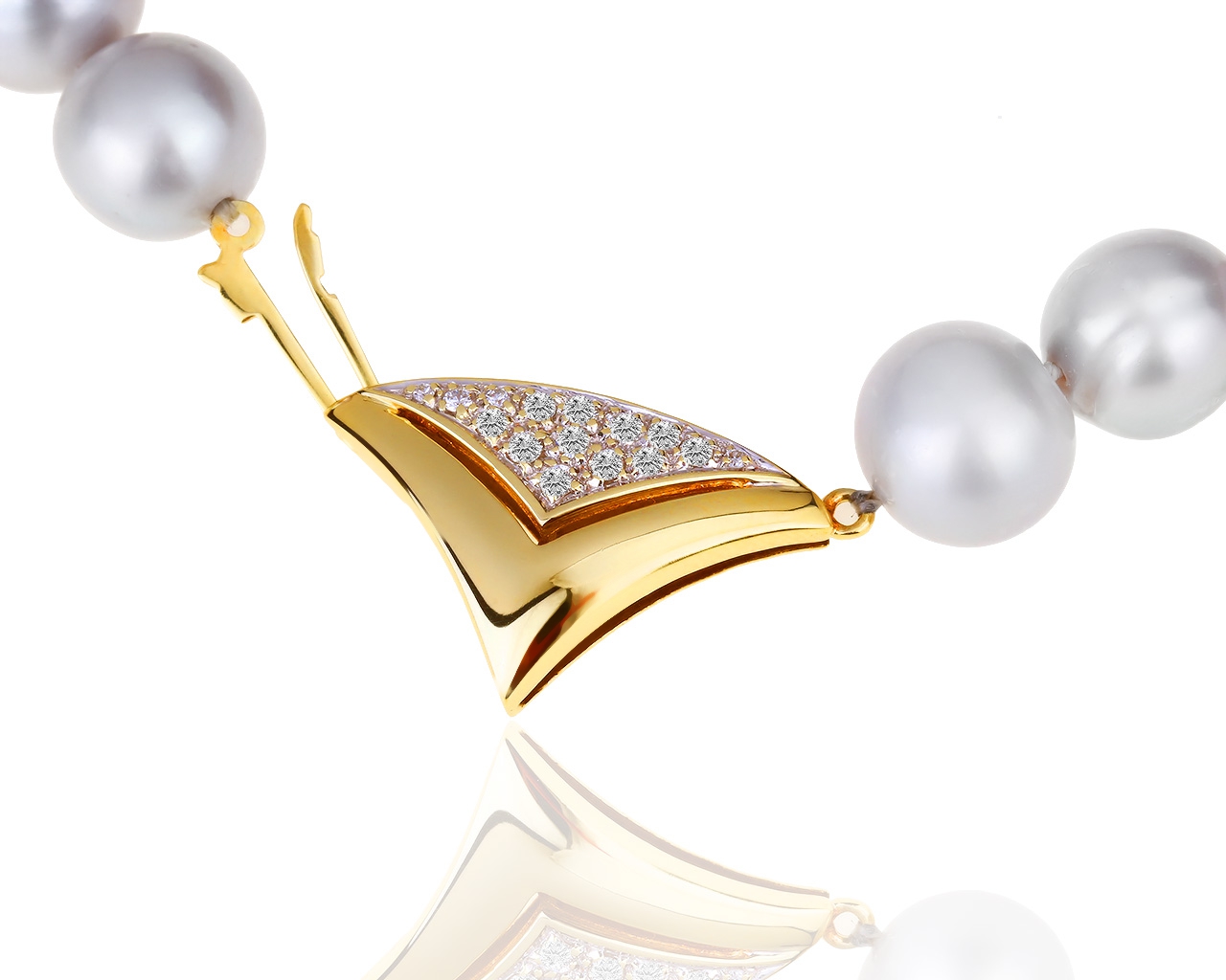 Изумительное ожерелье с жемчугом и бриллиантами 0.20ct 141118/11