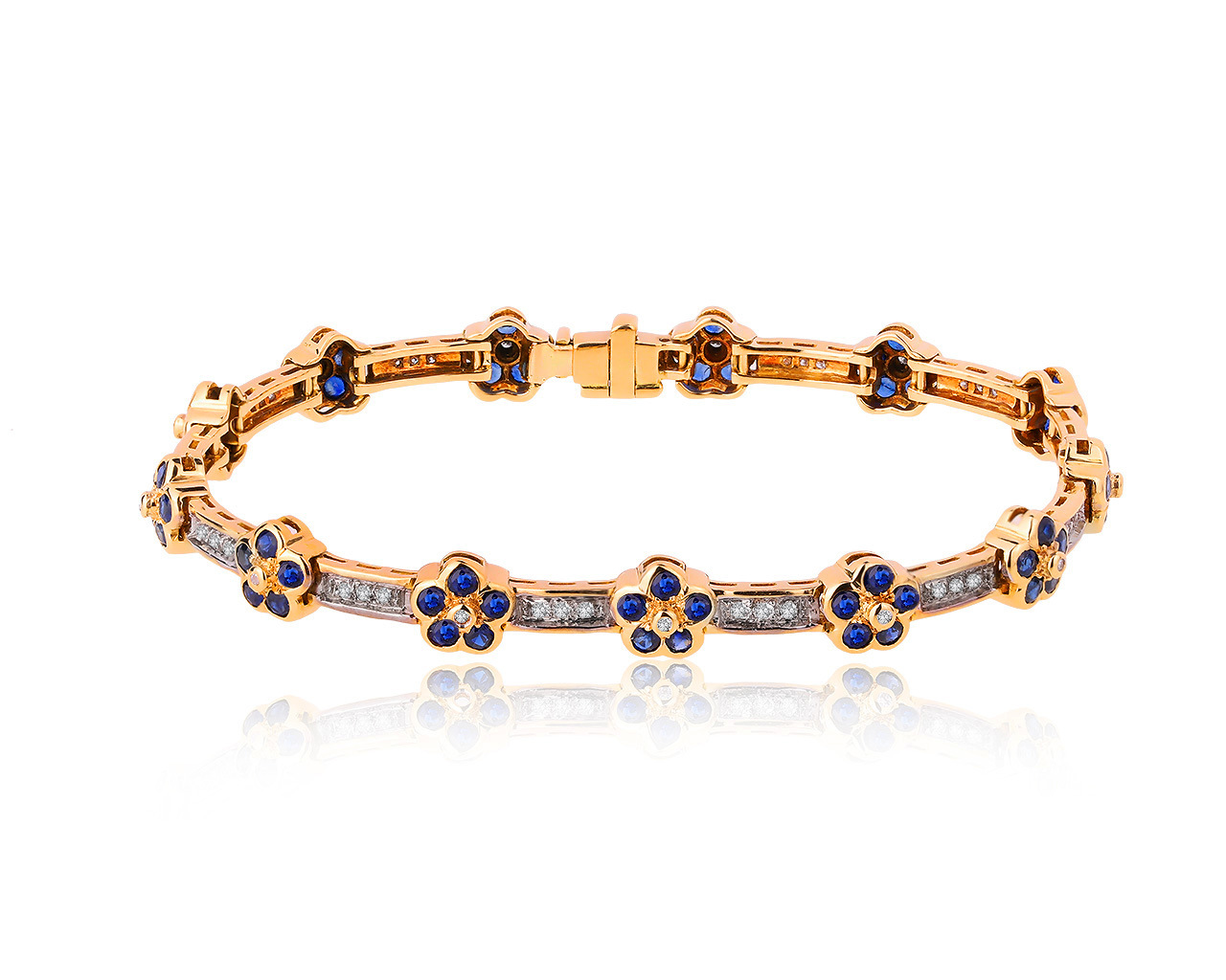 Волшебный золотой браслет с сапфирами 4.09ct 160620/5