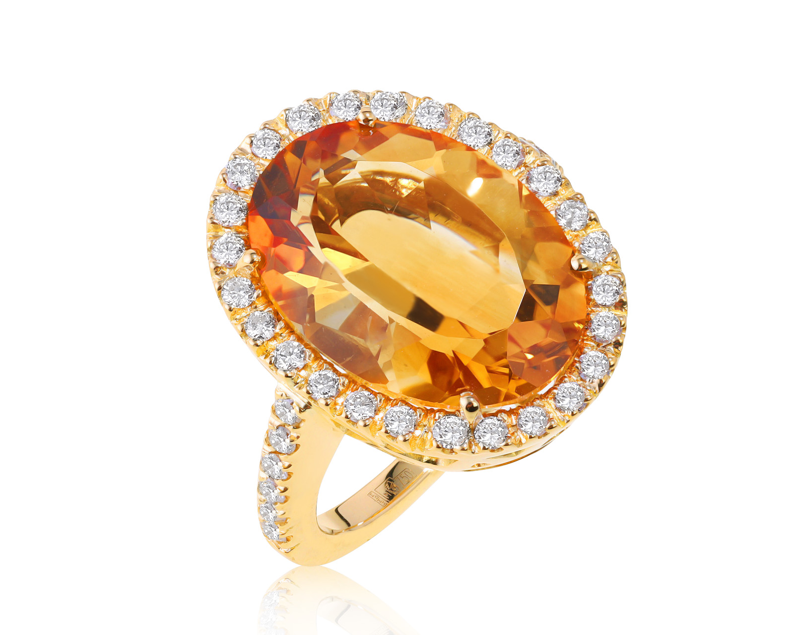 Роскошное золотое кольцо с цитрином 9.11ct