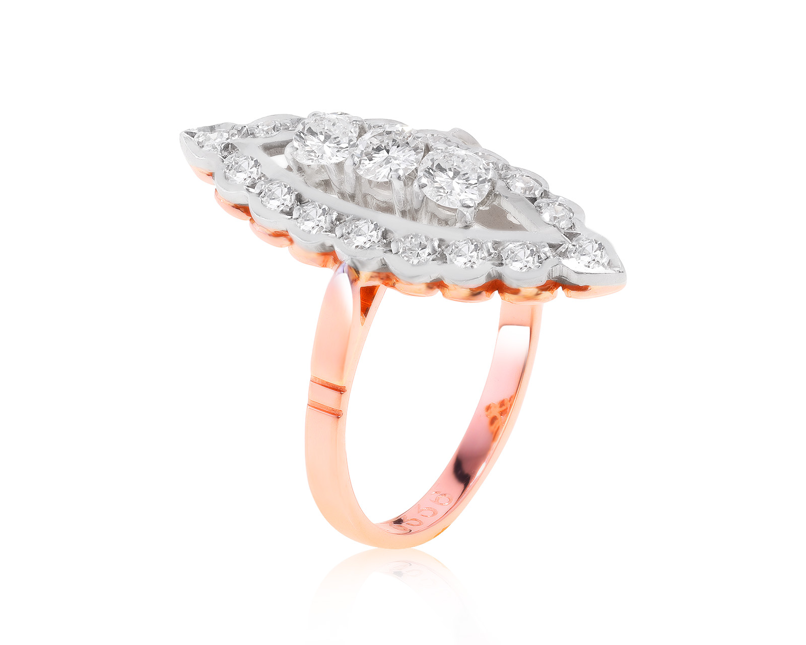 Стильное золотое кольцо с бриллиантами 1.09ct СССР 211221/10