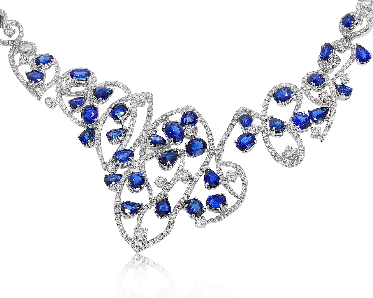 Шикарное золотое колье с сапфирами 10.70ct 070221/2