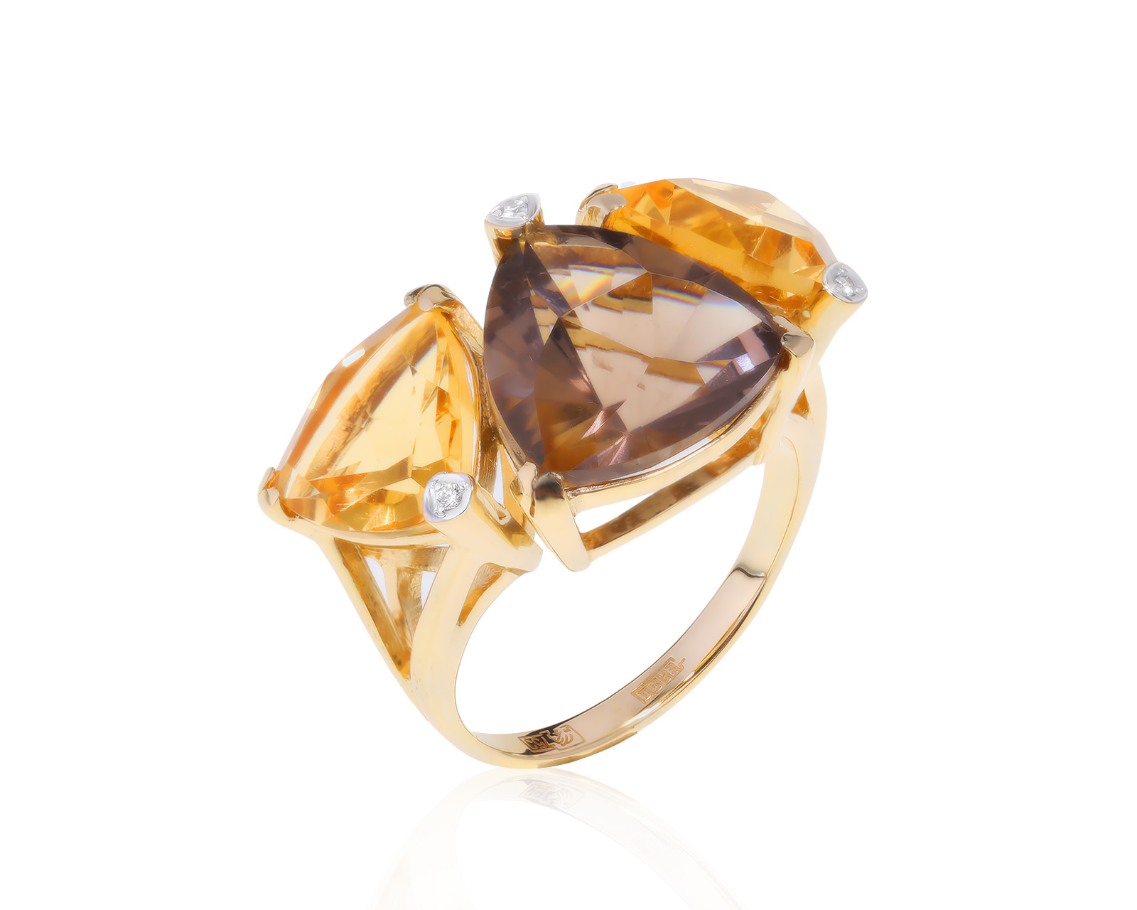 Чарующее золотое кольцо с дымчатым кварцем 6.05ct 110522/6