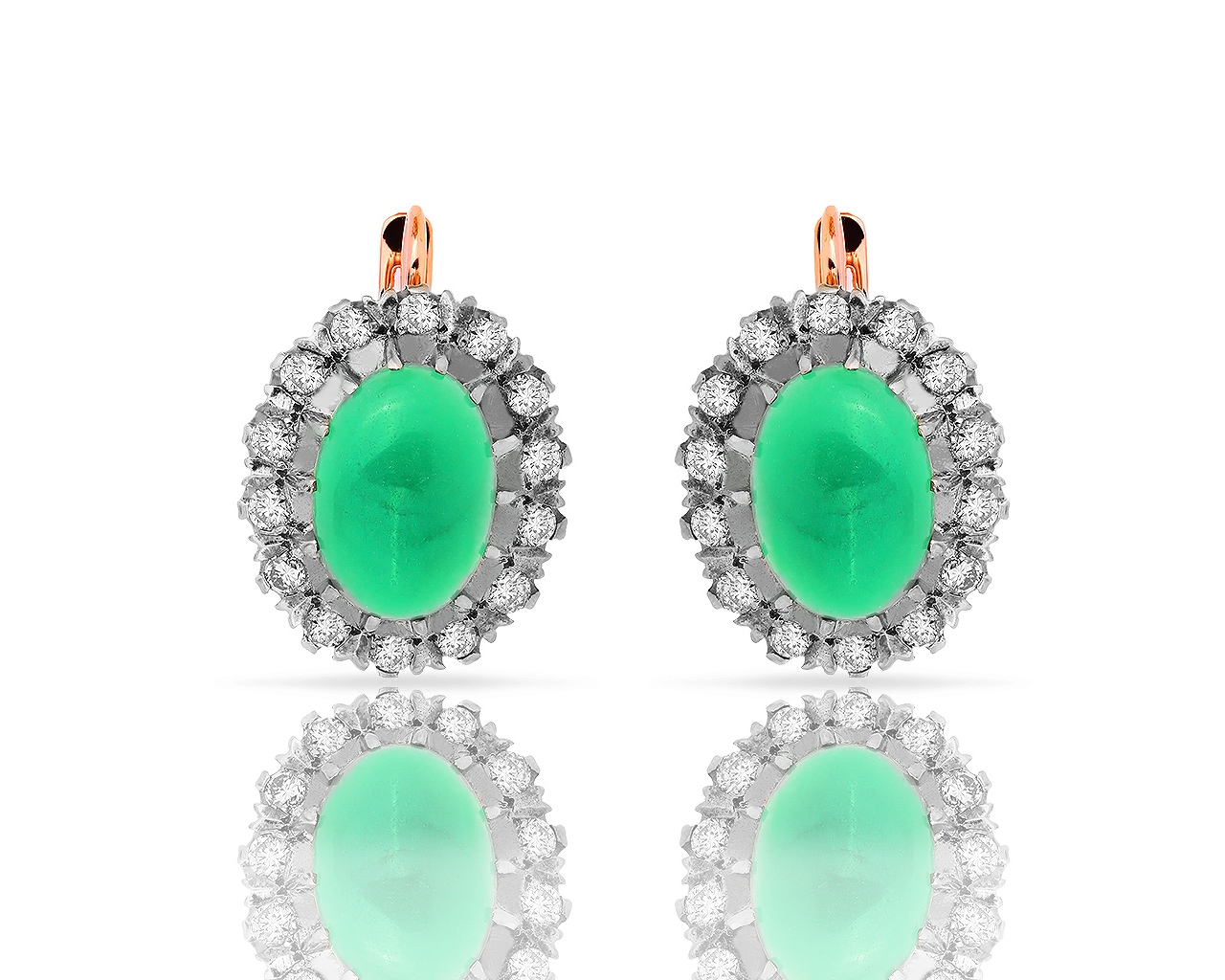 Золотые серьги с халцедонами и бриллиантами 1.43ct 240718/12