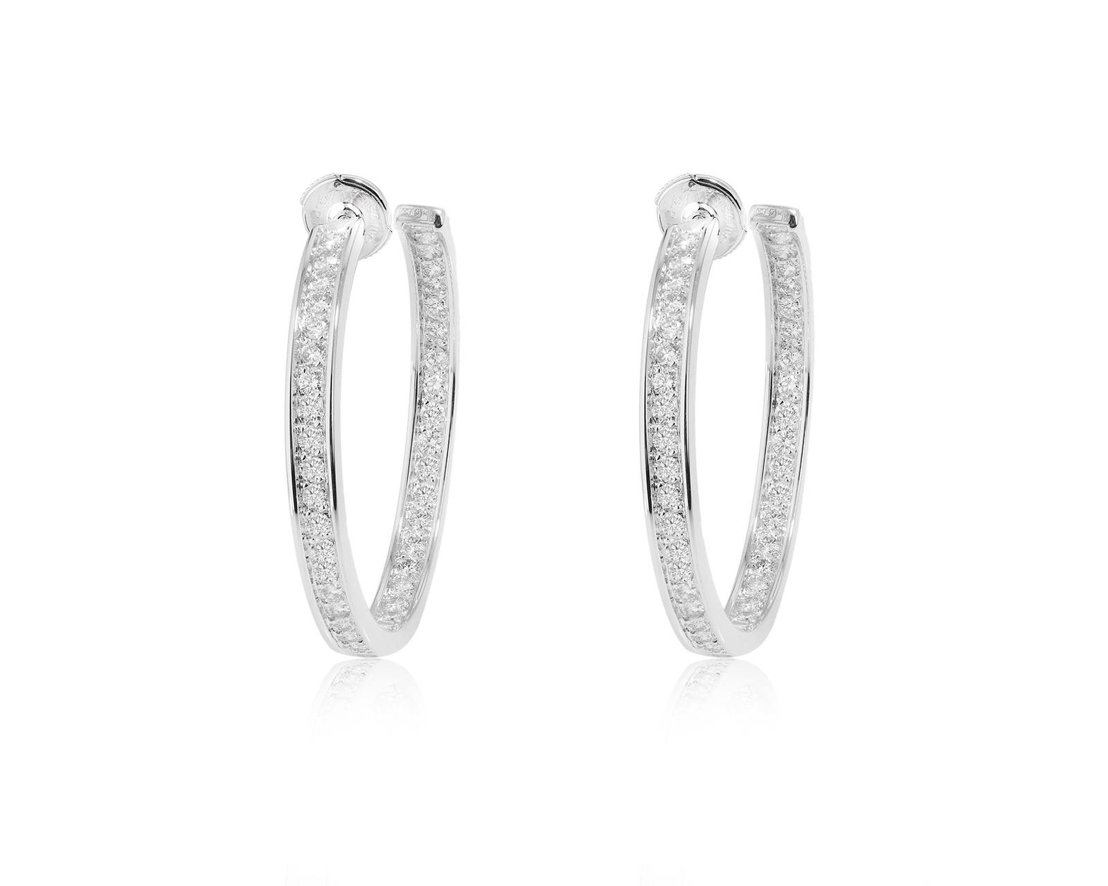 Оригинальные золотые серьги с бриллиантами 2.75ct Cartier Hoop 170721/КМ15 Оригинальные золотые серьги с бриллиантами 2.75ct Cartier Hoop 170721/КМ15