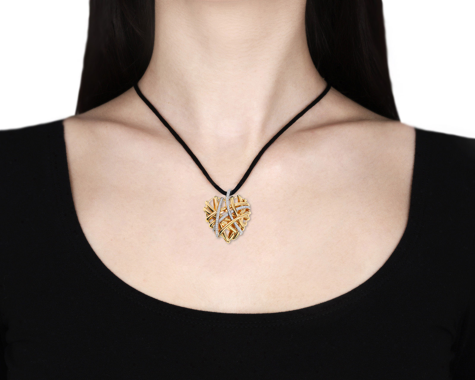 Богатый золотой кулон с бриллиантами 0.39ct