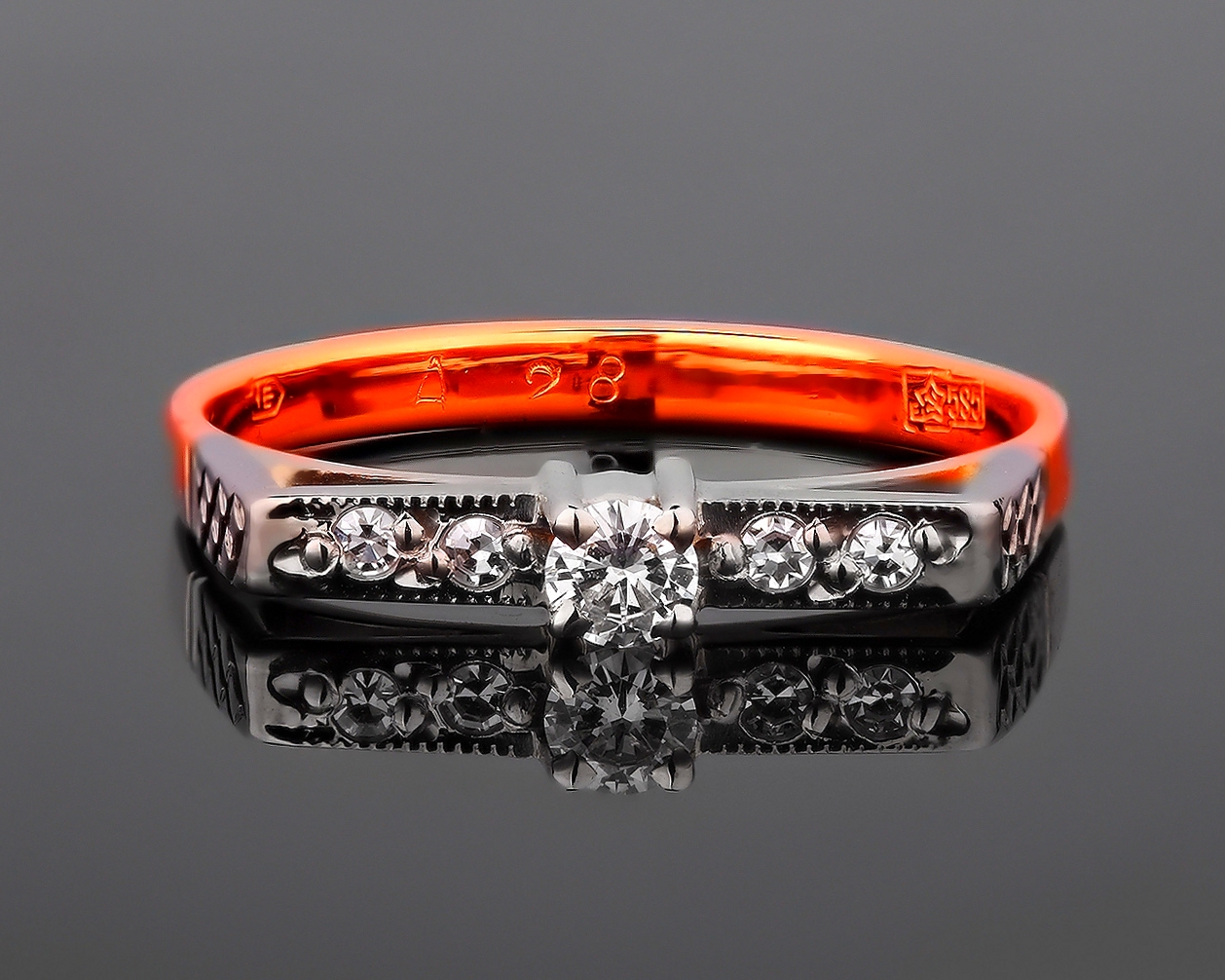 Золотое кольцо с бриллиантами 0.16ct 030217/4 Золотое кольцо с бриллиантами 0.16ct 030217/4